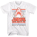 White Jaws t-shirt featuring Jaws Head King Of Sharks design