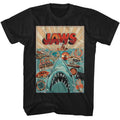 Black Jaws t-shirt featuring Jaws Icons Poster design