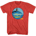Red heather Jaws t-shirt featuring Jaws Visit Amity design