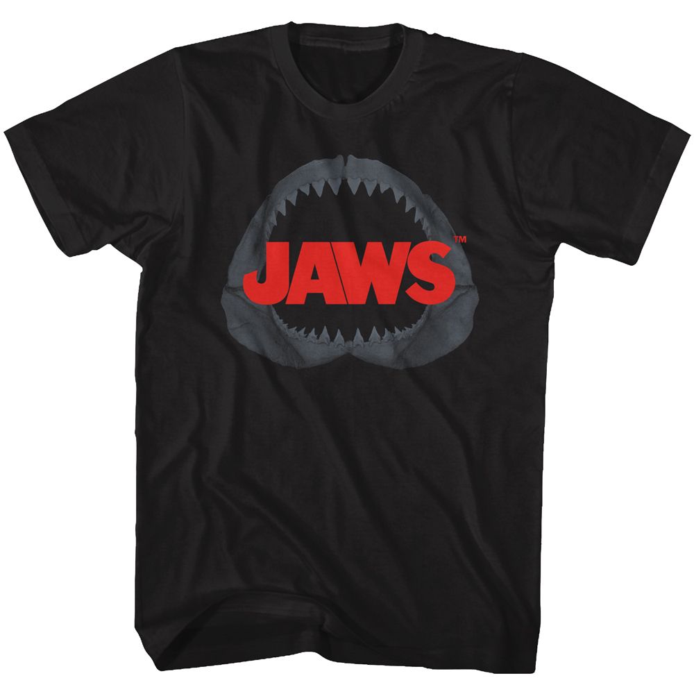 Black Jaws t-shirt featuring Jaws Shark Jaw design