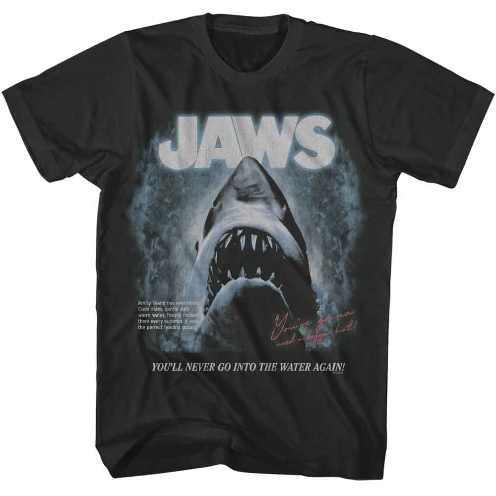 Smoke gray Jaws t-shirt featuring Jaws Faded Background design