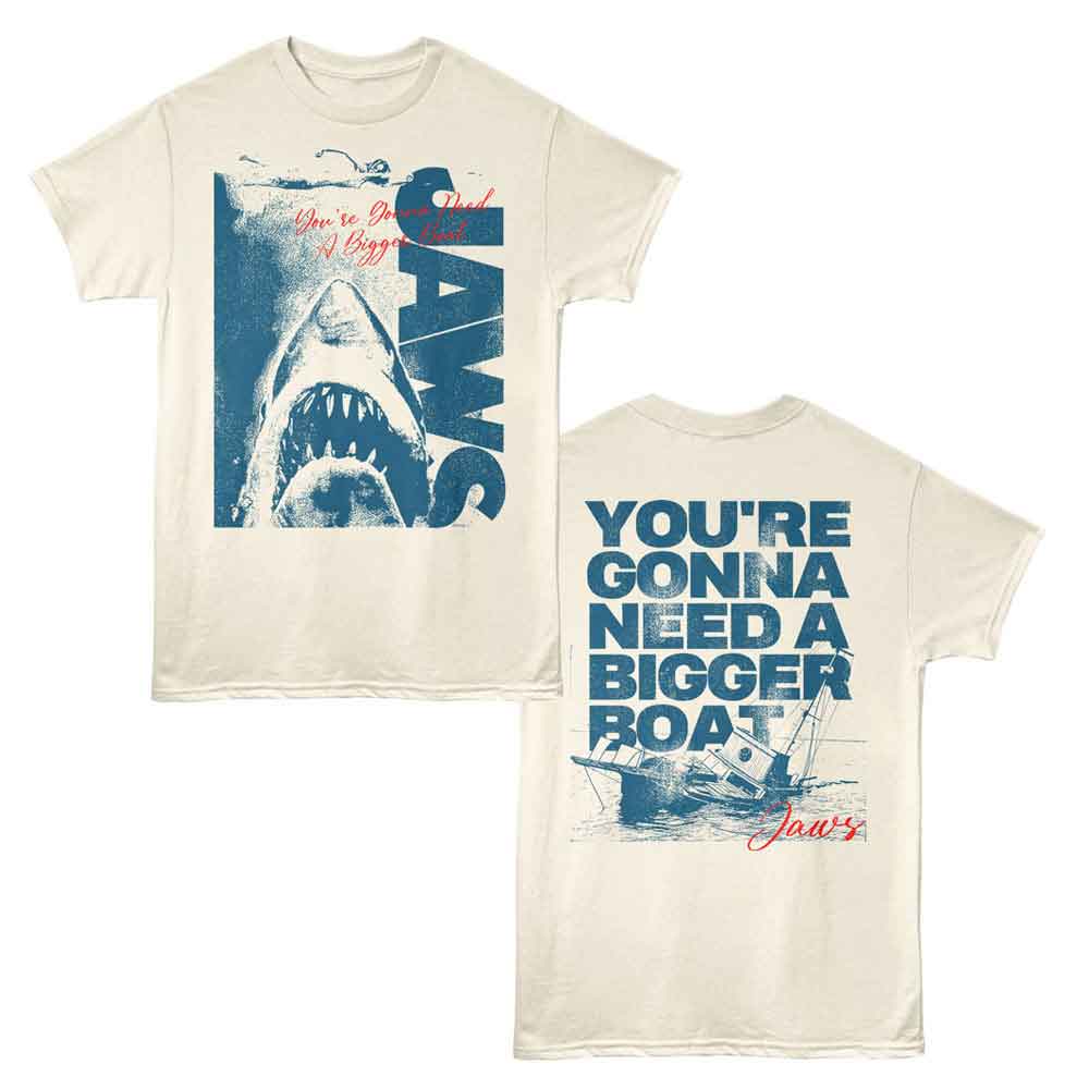 Natural Jaws t-shirt featuring Jaws Two Tone design (front and back)