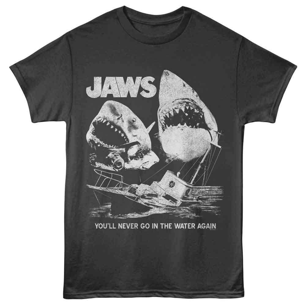 Smoke gray Jaws t-shirt featuring Jaws Movie Stills design