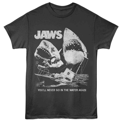 Smoke gray Jaws t-shirt featuring Jaws Movie Stills design