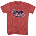 Red heather Jaws t-shirt featuring Jaws Orca 75 design