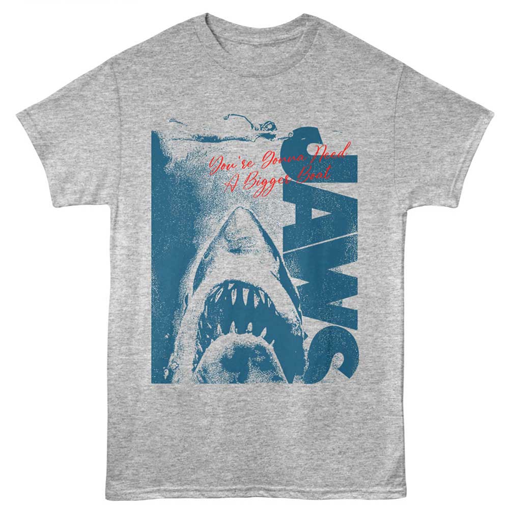 Gray heather Jaws t-shirt featuring Jaws Two Tone design