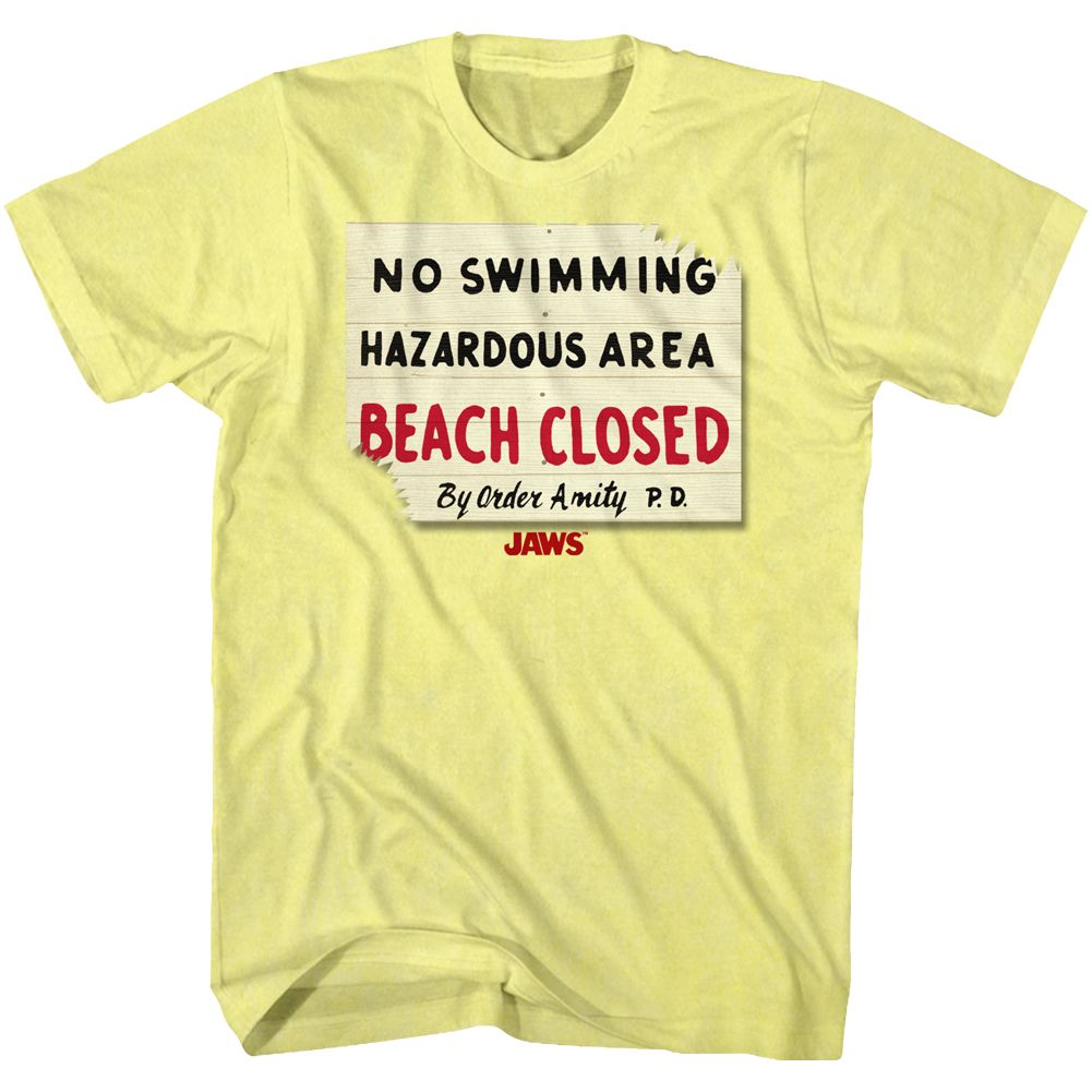 Yellow heather Jaws t-shirt featuring Jaws Hazardous design