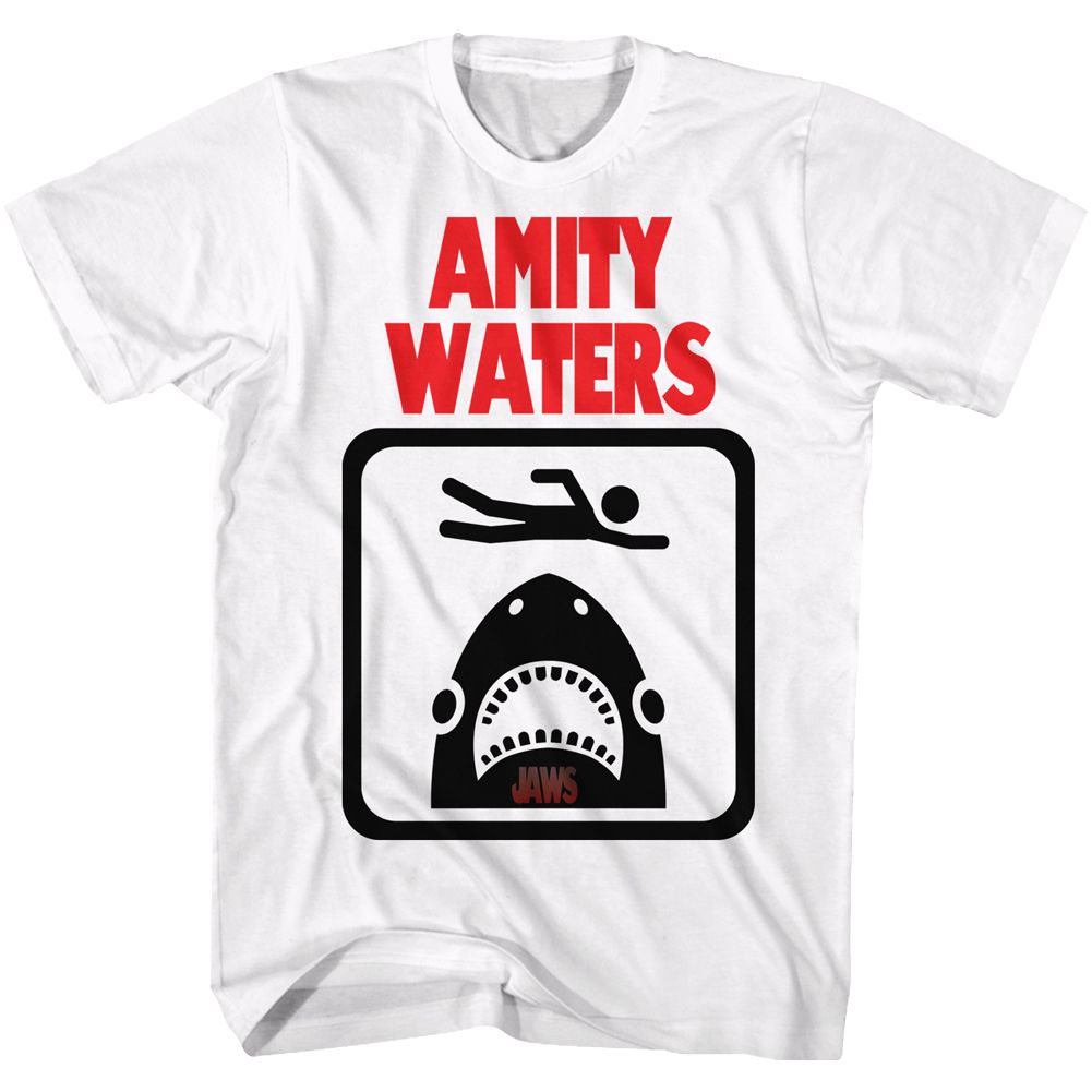 White Jaws t-shirt featuring Jaws Amity Waters design