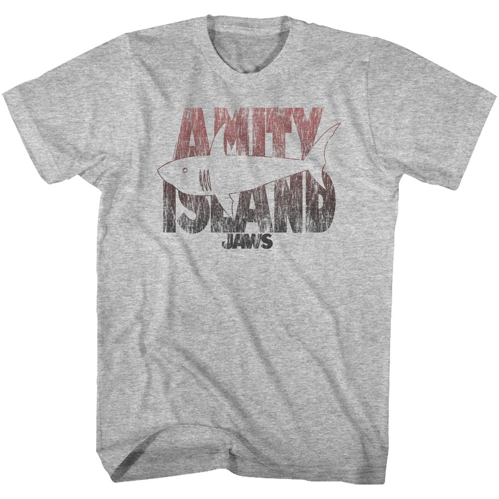 Gray heather Jaws t-shirt featuring Jaws Shark Line design