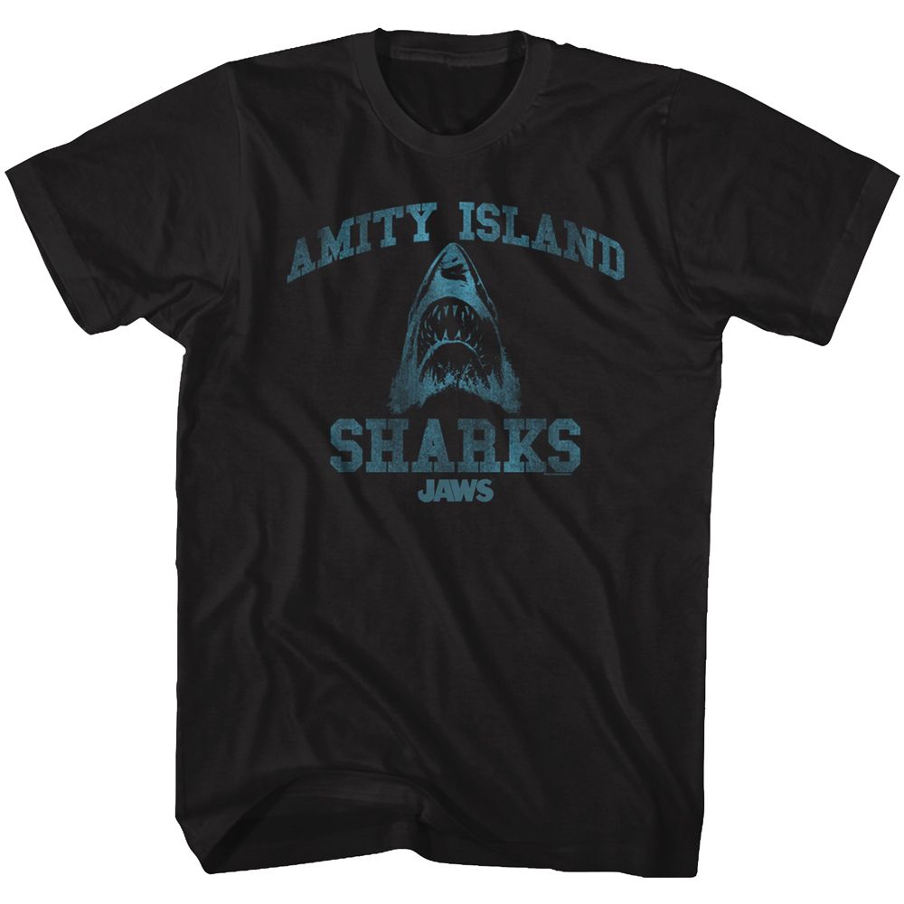 Black Jaws t-shirt featuring Jaws Sports design