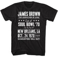 Black James Brown t-shirt featuring James Brown Soul Bowl 1970 design