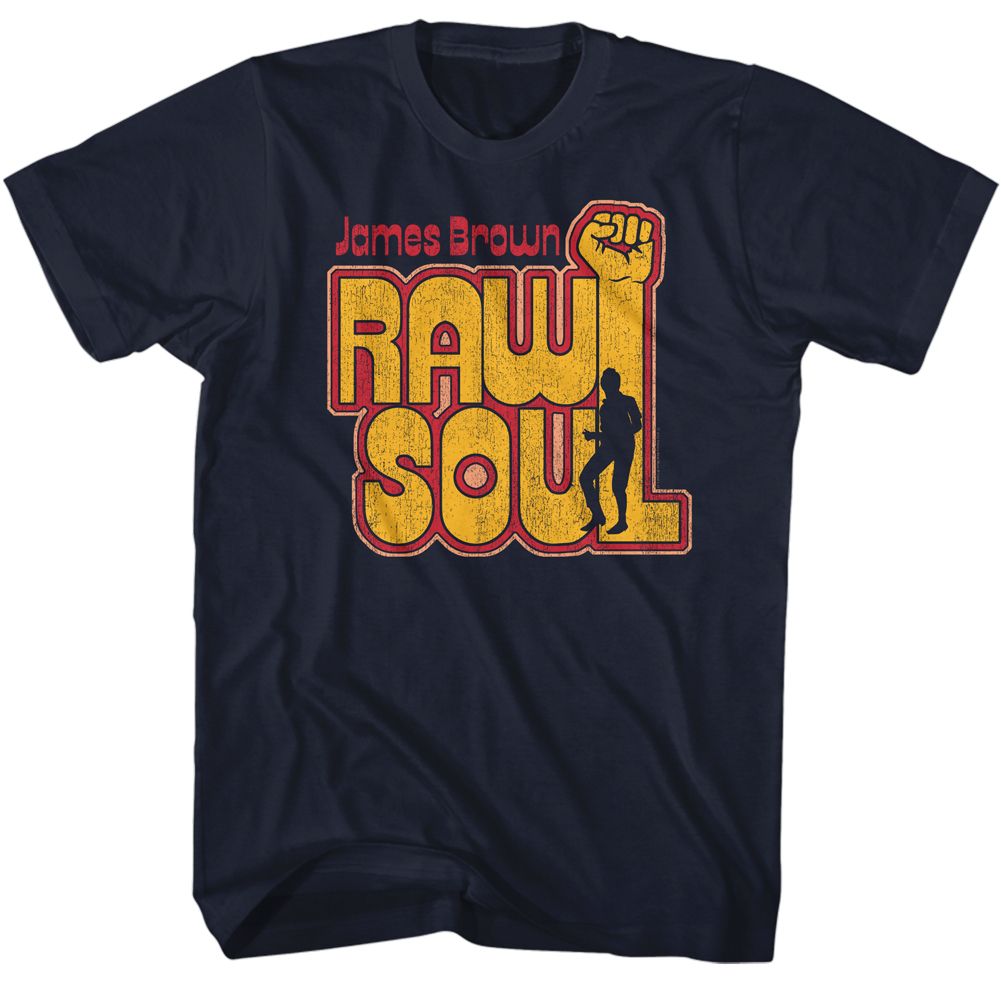 Navy James Brown t-shirt featuring James Brown Raw Soul 1967 album design