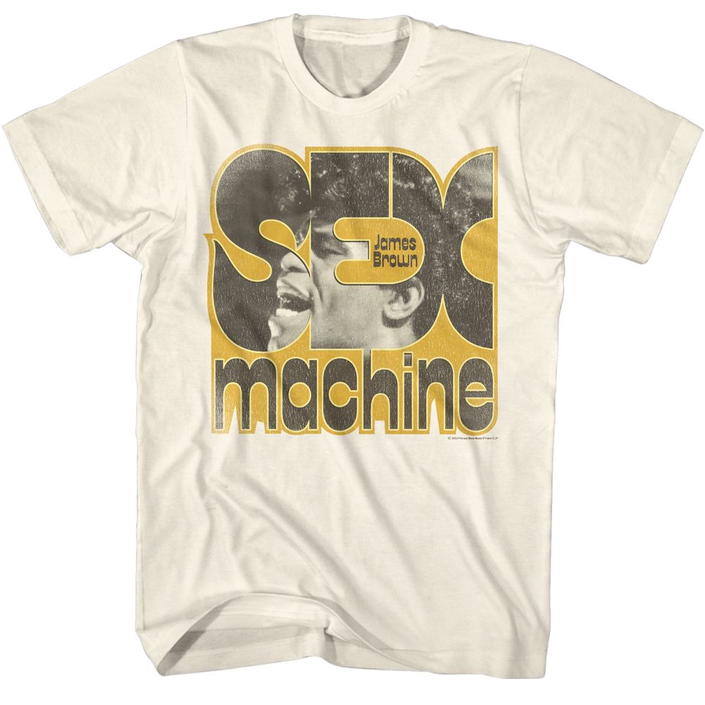 Natural James Brown t-shirt featuring James Brown Get Up I Feel Like Being a Sex Machine design