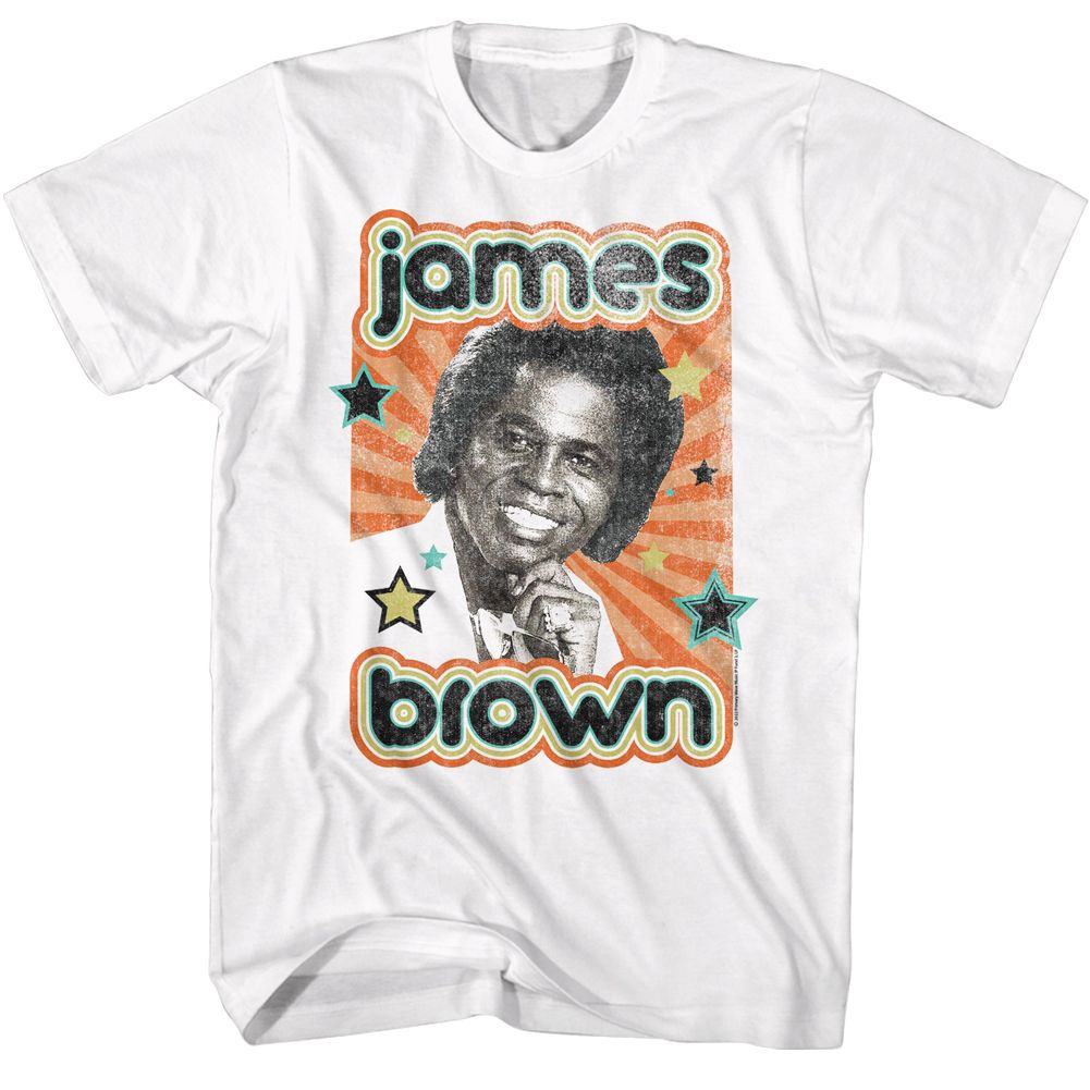 White James Brown t-shirt featuring James Brown Stars design