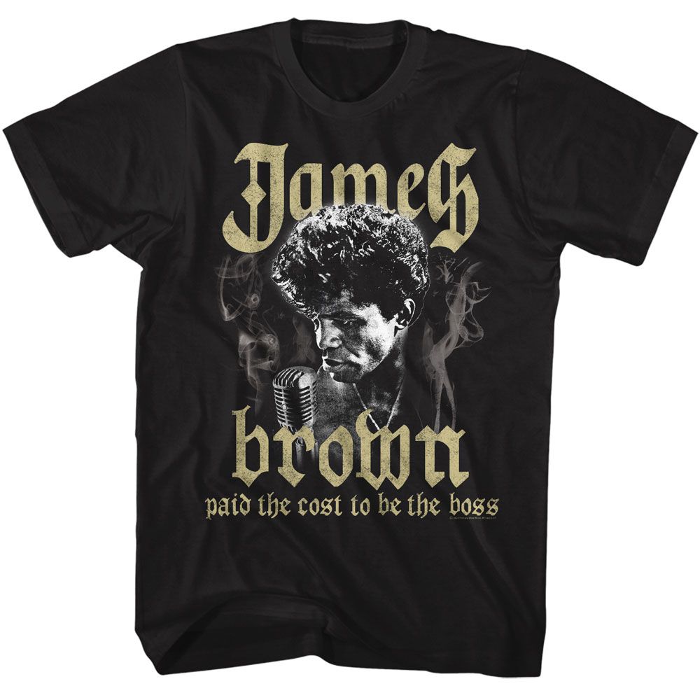 Black James Brown t-shirt featuring James Brown Cost To Be The Boss design