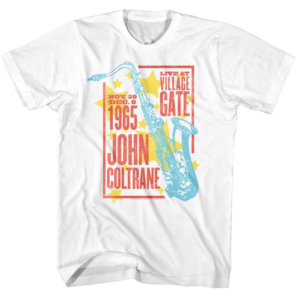 White John Coltrane t-shirt featuring John Coltrane Star Poster design