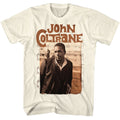 Natural John Coltrane t-shirt featuring John Coltrane Sepia And Notes design