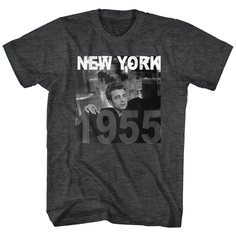 Black James Dean t-shirt featuring James Dean New York 1955 design