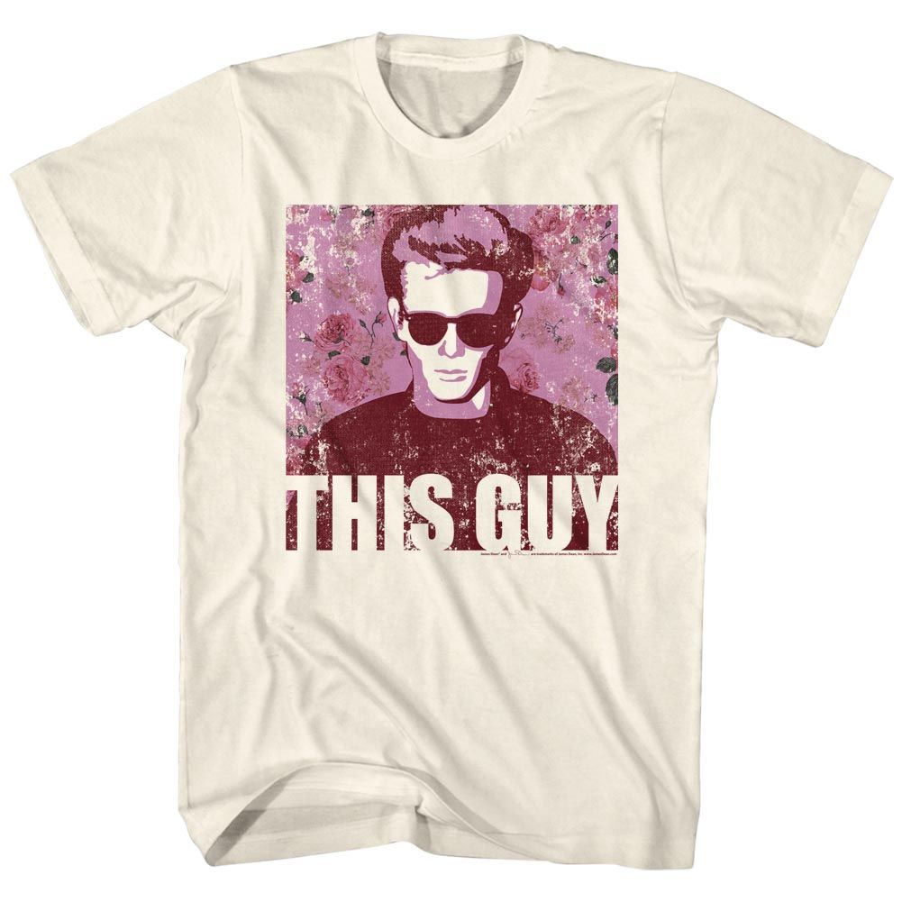 Natural James Dean t-shirt featuring James Dean Flowery Dean design