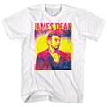 White James Dean t-shirt featuring James Dean Pink and Blue design