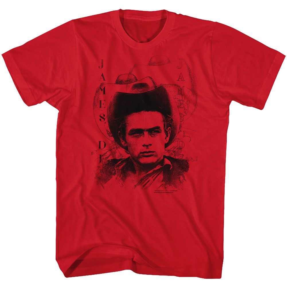 Red James Dean t-shirt featuring James Dean College design