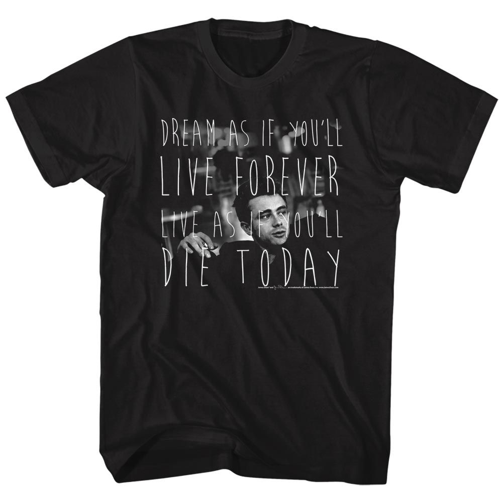 Black heather James Dean t-shirt featuring James Dean Live Fast Die Today design