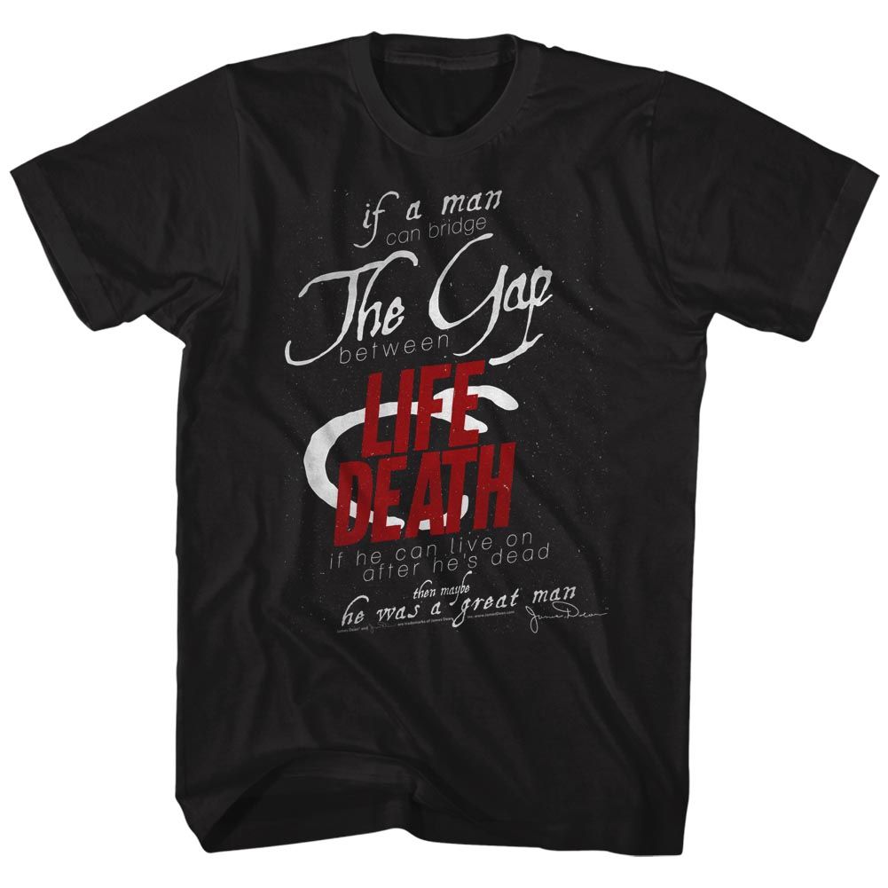 Black James Dean t-shirt featuring James Dean Life and Death design