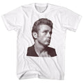 White James Dean t-shirt featuring James Dean Gold Rebel design