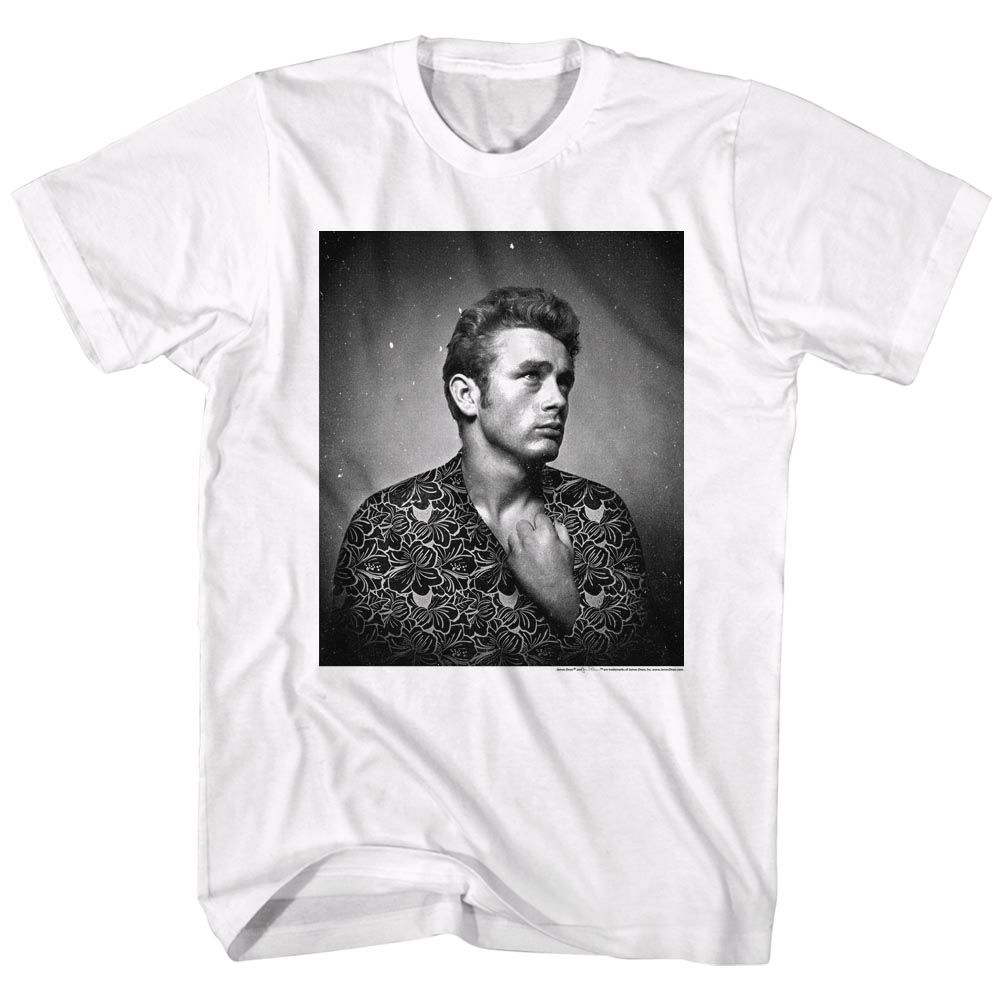 White James Dean t-shirt featuring James Dean Flower Print design
