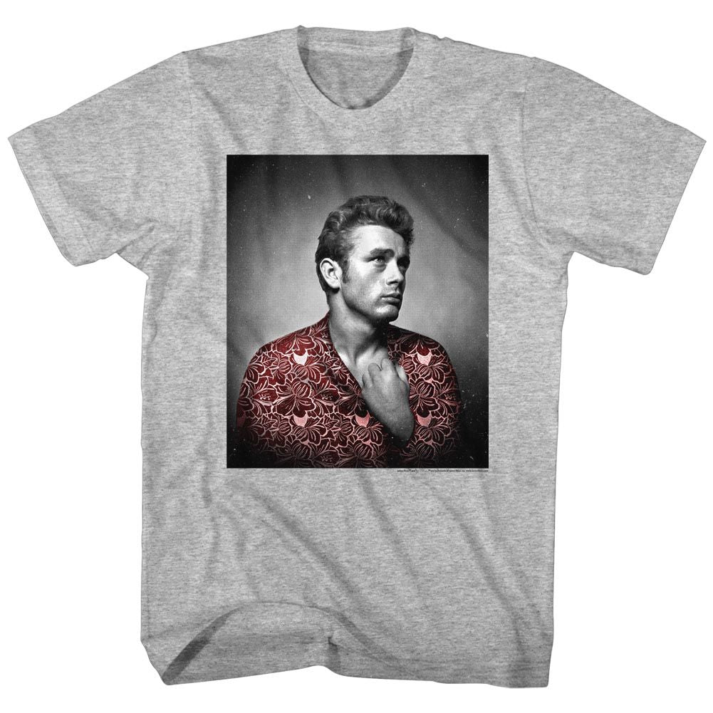 Gray heather James Dean t-shirt featuring James Dean Red Flower Print design