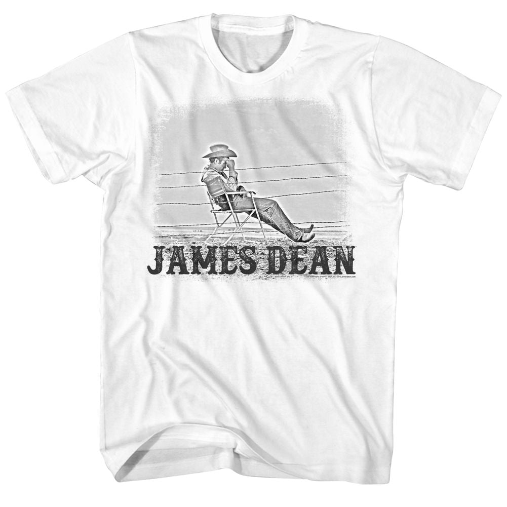 White James Dean t-shirt featuring James Dean Chair Fence design