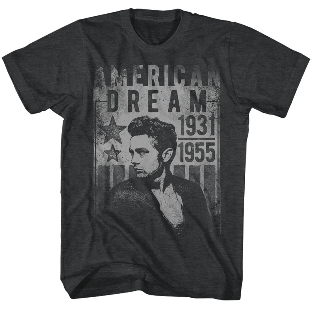 Black heather James Dean t-shirt featuring James Dean Dream design