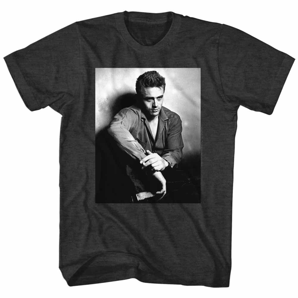 Black heather James Dean t-shirt featuring James Dean Broody design