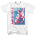 White James Dean t-shirt featuring James Dean Red And Blue design