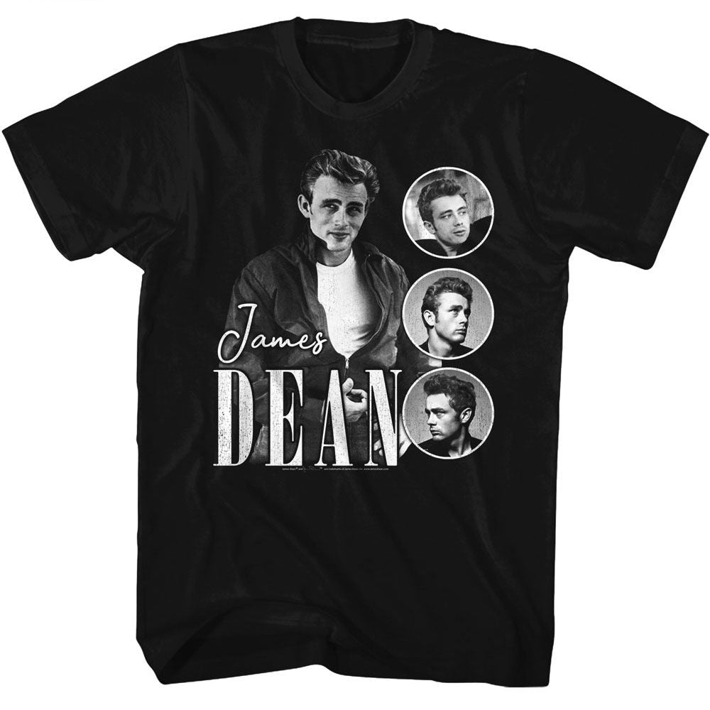 Black James Dean t-shirt featuring James Dean Three Circles design