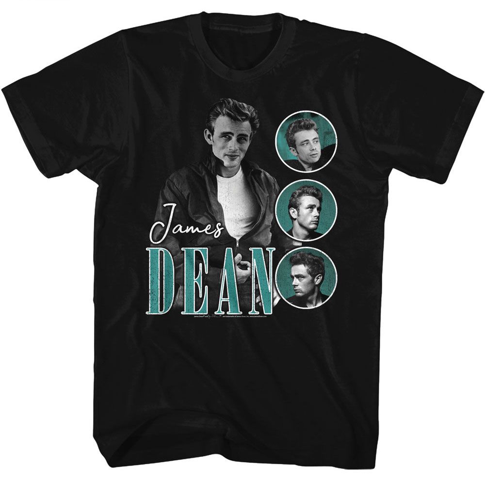 Black James Dean t-shirt featuring James Dean Three Circles Teal design