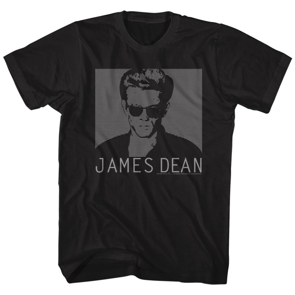 Black James Dean t-shirt featuring James Dean Striped Up Dean design