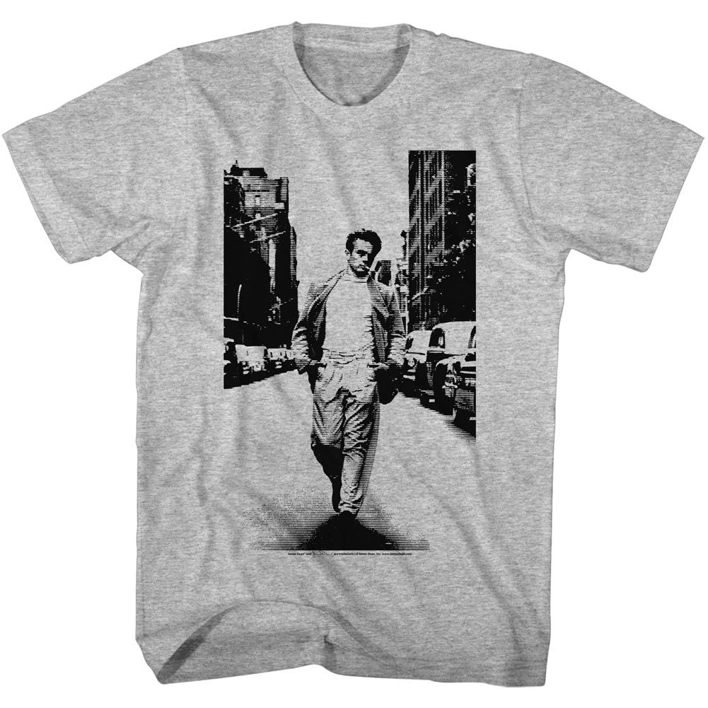 Graphite heather James Dean t-shirt featuring James Dean Street Walker design