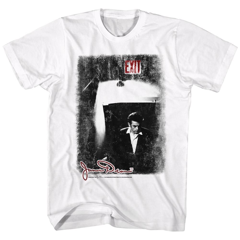 White James Dean t-shirt featuring James Dean Exit design