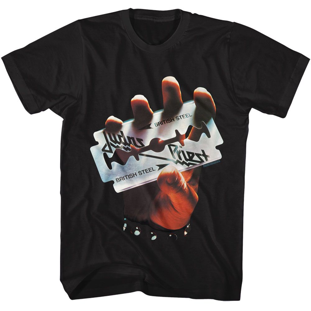 Black Judas Priest t-shirt featuring Judas Priest British Steel 1980 album design
