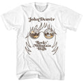 White John Denver t-shirt featuring John Denver Landscape Glasses design