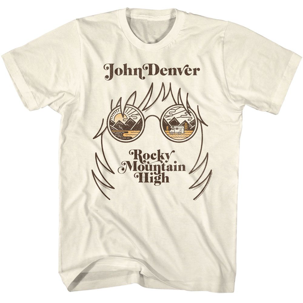 Natural John Denver t-shirt featuring John Denver Landscape Glasses design