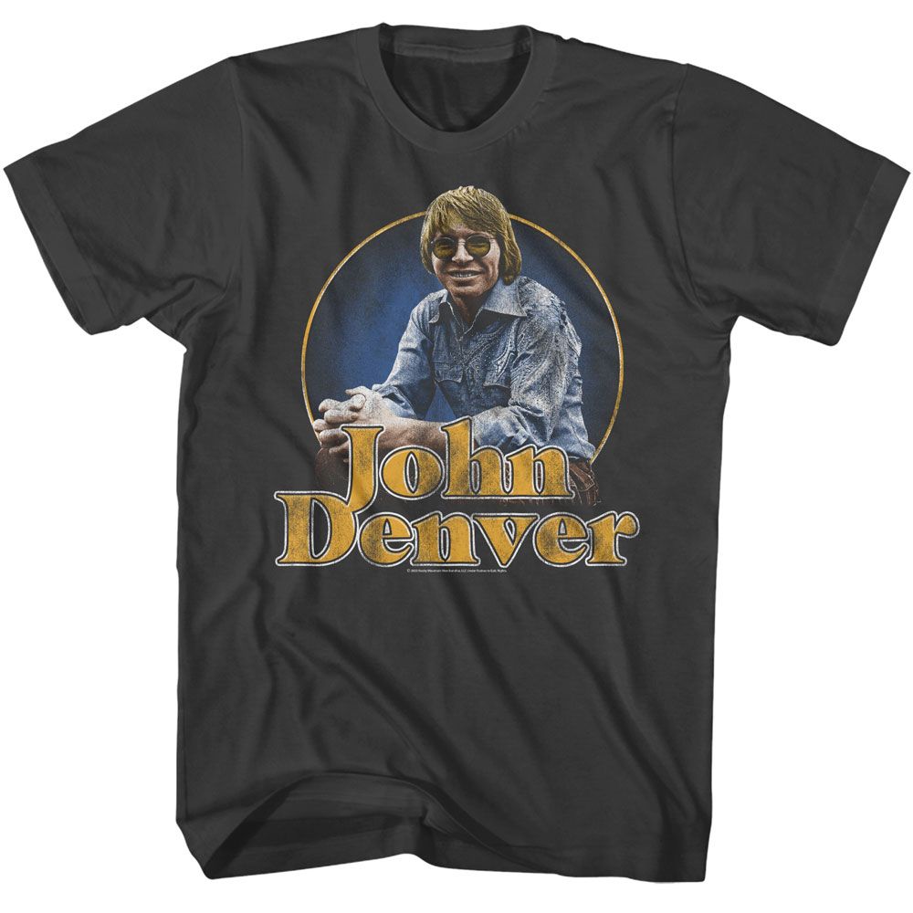 Smoke gray John Denver t-shirt featuring John Denver Sitting Photo design