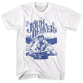 White John Denver t-shirt featuring John Denver In Field Photo design