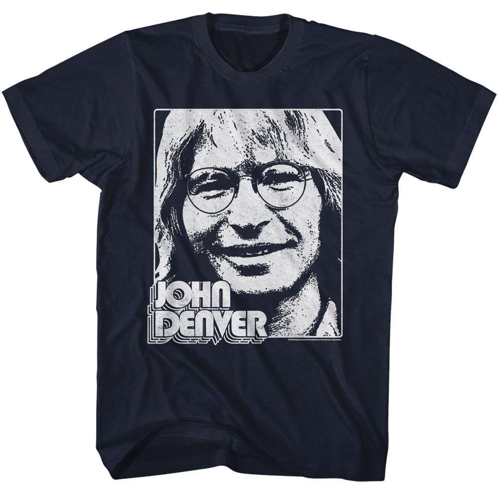 Navy John Denver t-shirt featuring John Denver Simple Face design
