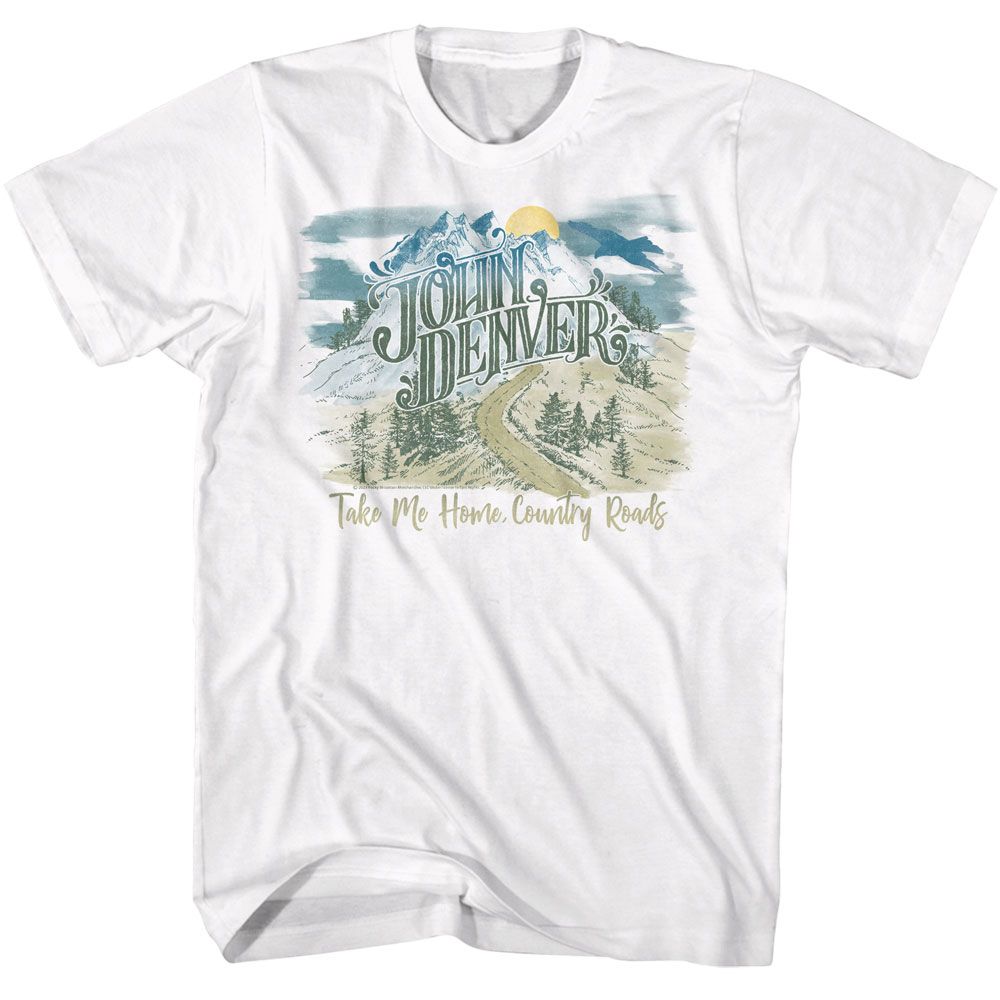 White John Denver t-shirt featuring John Denver Take Me Home design