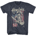 Navy heather Jimi Hendrix t-shirt featuring Jimi Hendrix Flag design
