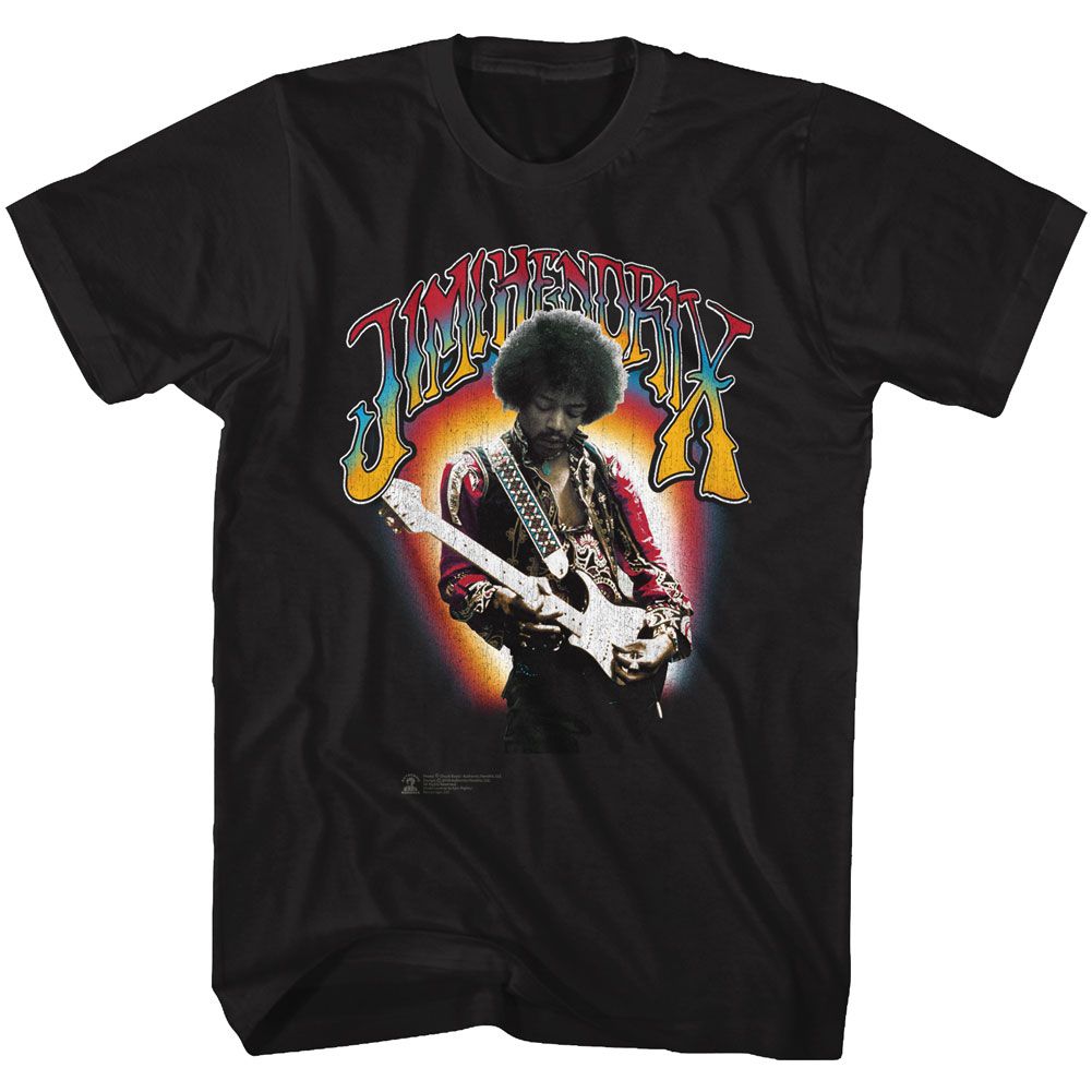 Black Jimi Hendrix t-shirt featuring Jimi Hendrix name design
