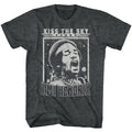 Black heather Jimi Hendrix t-shirt featuring Jimi Hendrix Kiss The Sky design