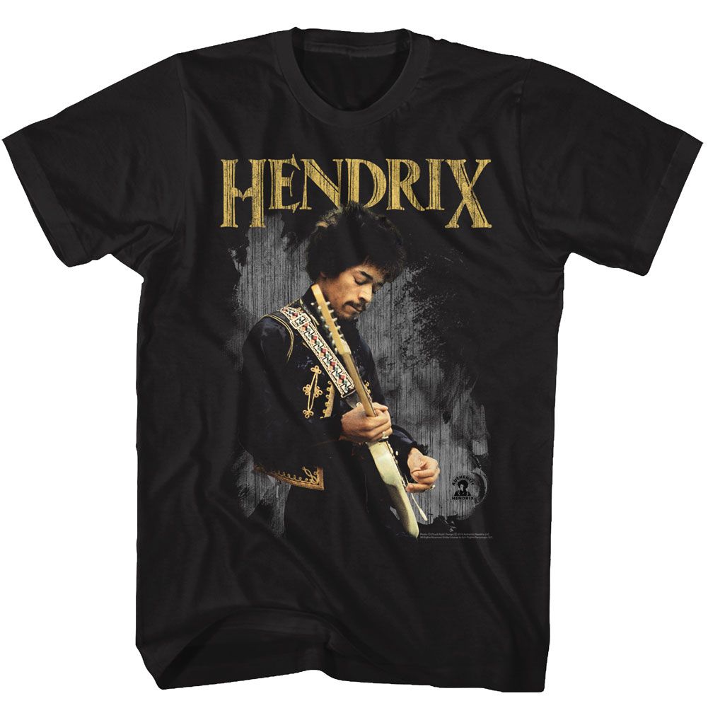Black Jimi Hendrix t-shirt featuring Jimi Hendrix name design